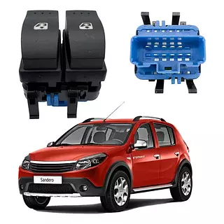 Switch Elevavidrio Doble Sandero 2013 - 2016 Pacha Azul